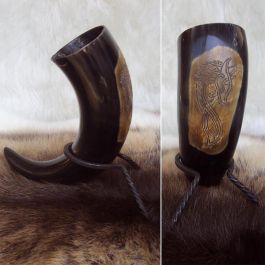 Carved Drinking Horn - Dragon Pattern
