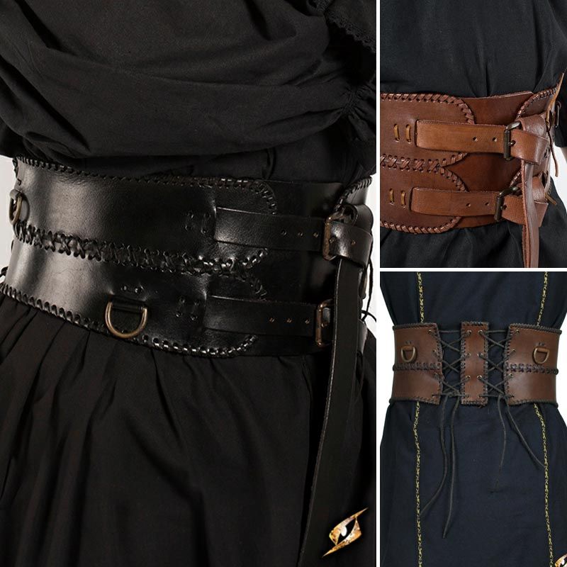 Men's Extra Long Leather Belt - Black Croc