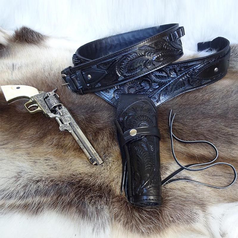 個人装備 Western leather gun belt The Drifter Western Gun Holster with Gun Belt