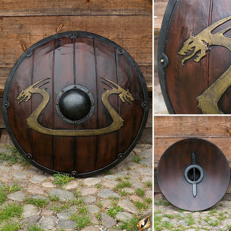Accessoires Hoeden & petten Helmen Militaire helmen Middeleeuwse Game Of Thrones Dragon Shield Houten Viking Shield 