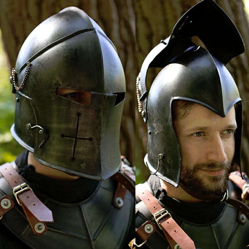 Larp Visored Barbuta Helmet Dark LARP Warriors